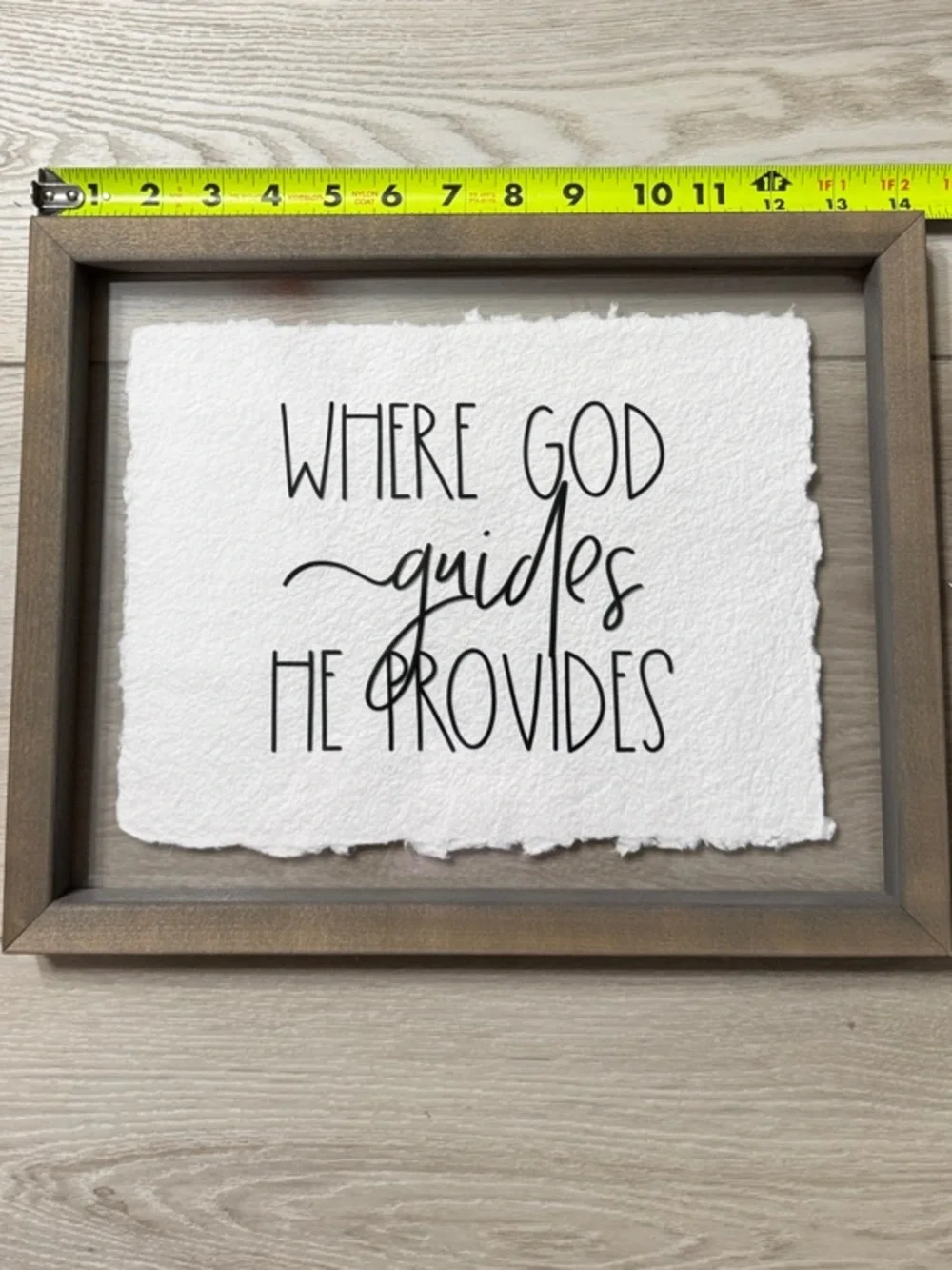 NWT-Rustic Brown Framed 'Where God Guides He Provides' Wall Art